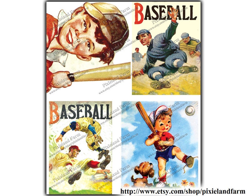 Vintage Baseball Clip Art Printable Digital Download - Etsy