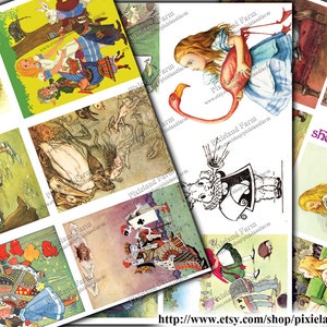 Vintage Alice in Wonderland Clip Art Printable Digital Download