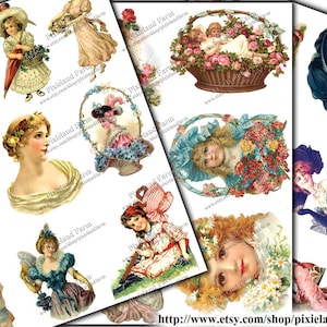Beautiful Victorian Ladies Clip Art Printable Digital Download