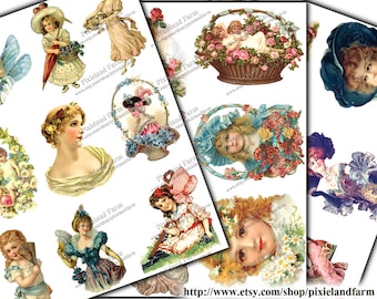 Beautiful Victorian Ladies Clip Art Printable Digital Télécharger