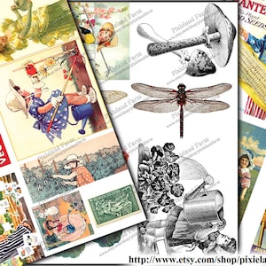 Vintage Gardening Clip Art Printable Digital Download