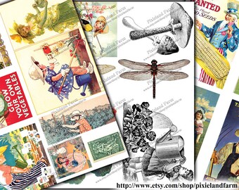 Vintage Gardening Clip Art Printable Digital Download