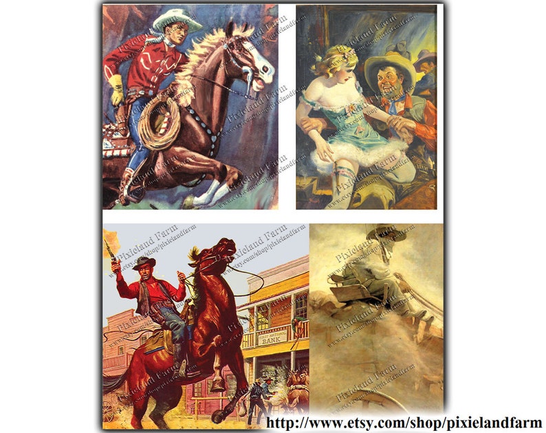 Vintage Cowboy Clip Art Printable Digital Download - Etsy