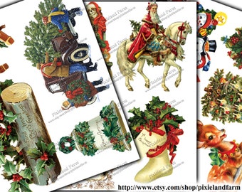 Christmas Vintage Scraps Clip Art Printable Digital Download