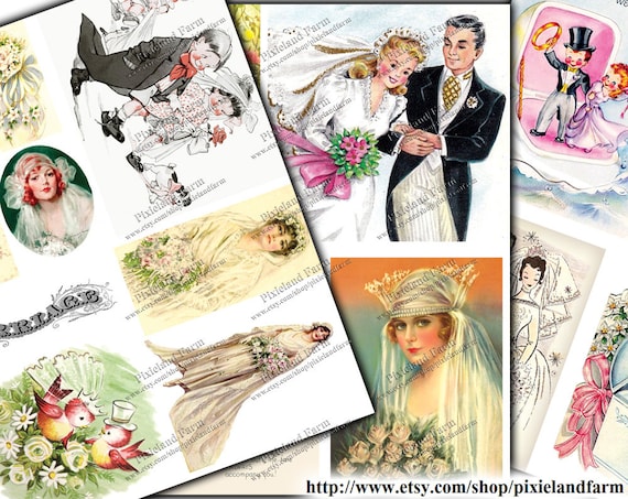 Vintage Bridal Wedding Clip Art Printable Digital Download | Etsy