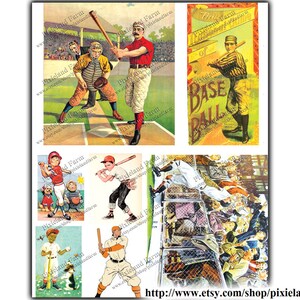 Vintage Baseball Clip Art Printable Digital Download - Etsy