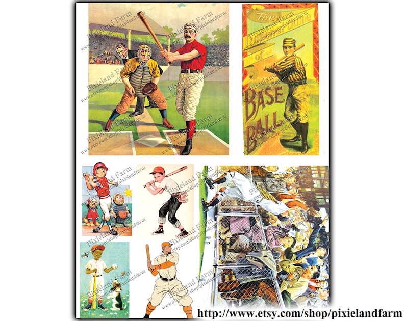 Vintage Baseball Clip Art Printable Digital Download - Etsy