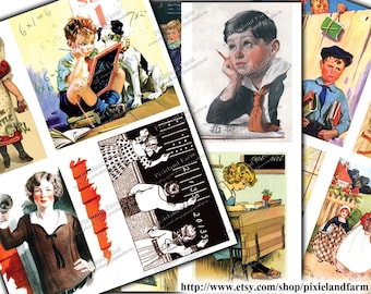 Vintage Back To School Clip Art Printable Digital Download