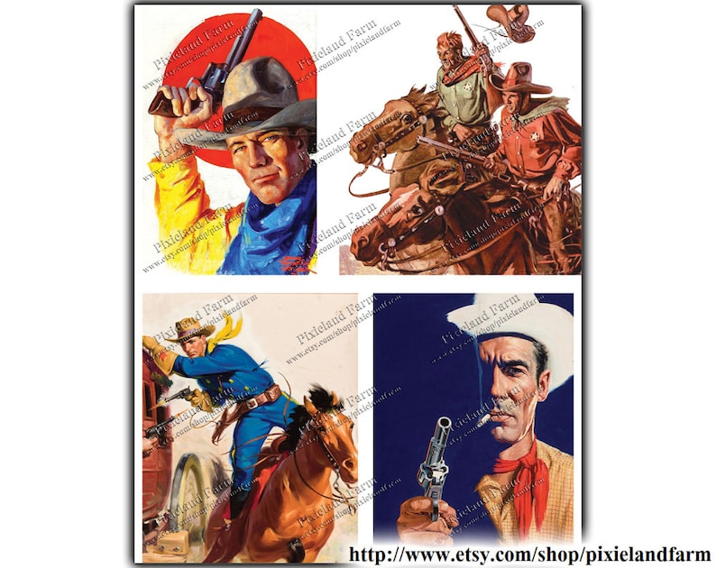 Cowboy Vintage Clip Art Printable Digital Download - Etsy