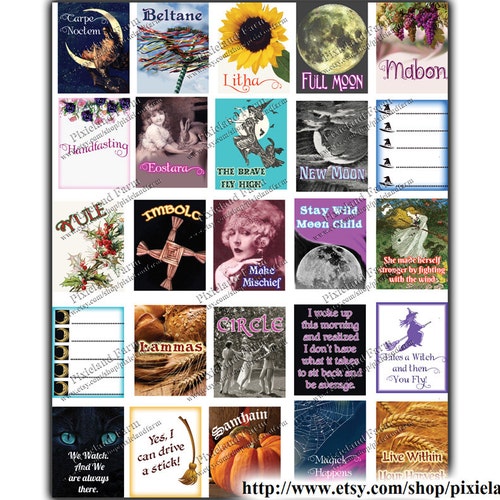 Pagan Witch Printable Planner Stickers Digital Download Fits - Etsy