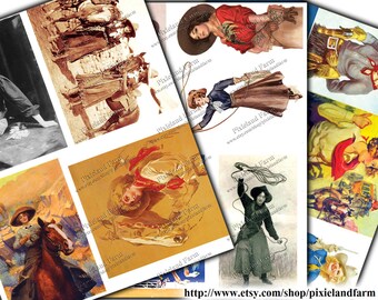 Cowgirl Vintage Clip Art Printable Digital Download