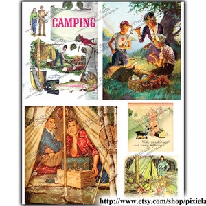 Vintage Camping Clip Art Printable Digital Download image 2
