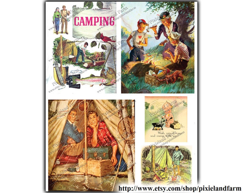 Vintage Camping Clip Art Printable Digital Download image 2