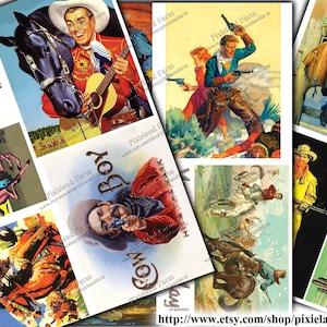 Cowboy Vintage Clip Art Printable Digital Download