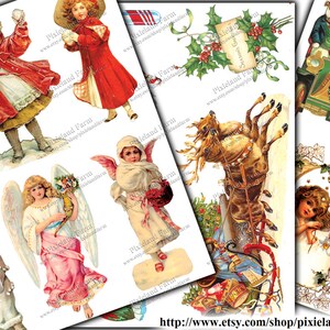 Christmas Vintage Scraps Clip Art Printable Digital Download