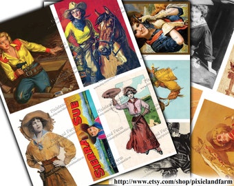 Cowgirl Vintage Clip Art Printable Digital Download