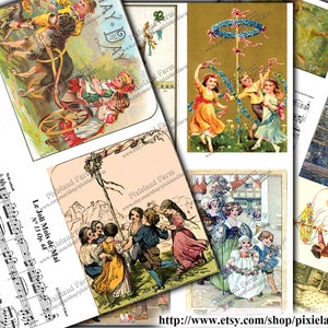 May Day vintage Clip Art Printable Téléchargement numérique