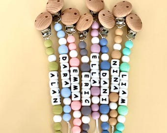 Personalized Pacifier Clip, Baby shower Gift, Custom Soother Clip,  Newborn Gift, Baby Binky Clip, Pacifier Holder, Custom Dummy clip