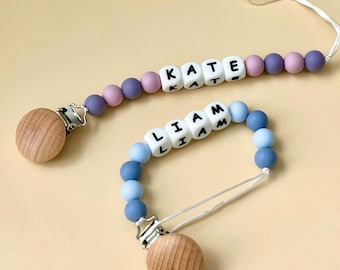 Personalized Pacifier Clip, Baby shower Gift, Newborn Gift, Custom Soother Clip, Baby Binky Clip, Custom Dummy clip, Baby Pacifier Holder