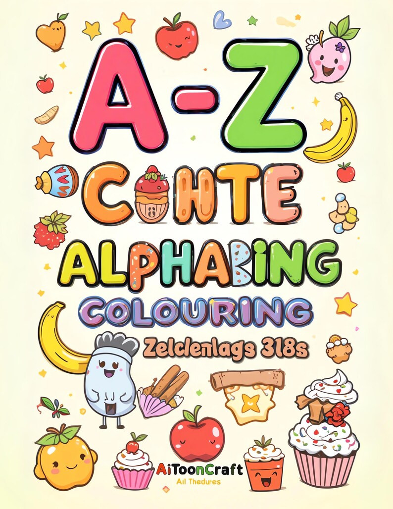 A-Z Cute Food Alphabet Coloring Book - Etsy