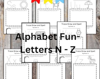 Alphabet Printable N - Z | Kids Letter Recognition, Coloring, & Hangman Game | Instant Download |