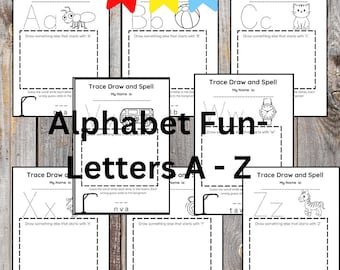 Alphabet Printable A-Z Bundle | Kids Letter Recognition, Coloring, & Hangman Game | Instant Download |