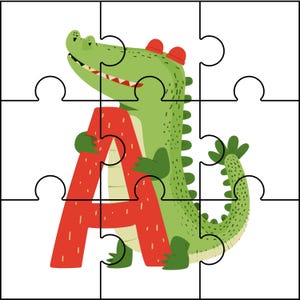 Juego de rompecabezas del alfabeto: 26 rompecabezas de reconocimiento de sonidos de letras: descarga digital
