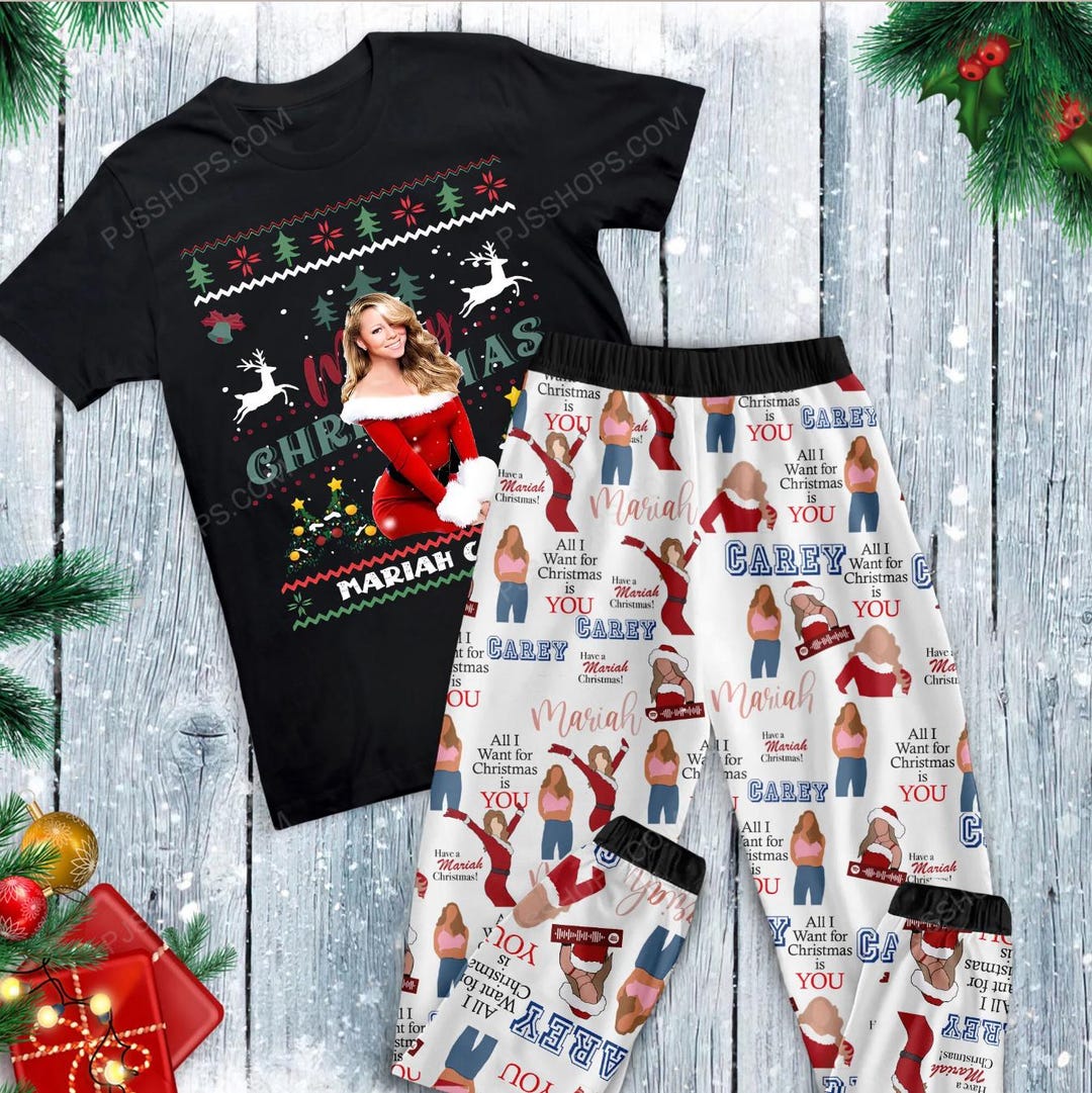 Mariah Carey Christmas Pajamas Set, Mariah Carey Pajamas Set, Mariah