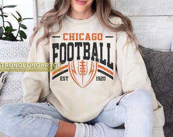 Vintage style Chicago Football sweatshirt, Football shirt,Chicago  football Crewneck tshirt, Game day Football,American football tee