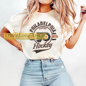 Vintage Philadelphia Flyers Eishockey Rundhals-Sweatshirt, Kundenspezifisches Hockey-Sweatshirt, Geschenke für Flyers-Fans, Unisex, T-Shirt, Trending