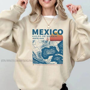 Chemise golfe du Mexique, chemise d'art vintage rétro Golfo de México 1550, chemise vacances Mexique, golfe du Mexique, t-shirt unisexe golfe du Mexique pour toujours