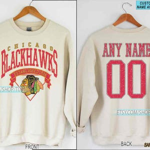 Personalized Chicago Hockey Sweatshirt, Chicago Blackhawks crewneck, Chicago Hockey shirt, Custom Hockey Shirt, Hockey Number Shirt