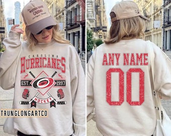 Personalized name and number Carolina Hurricanes Sweatshirt, Carolina Hurricanes crewneck, Carolina Hockey shirt, Hockey Tee, Hockey Number