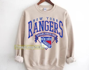 Sudadera de cuello redondo de los New York Rangers, camiseta vintage de los Rangers, camiseta de aficionado al hockey de Nueva York, camiseta de hockey, sudadera de los Rangers