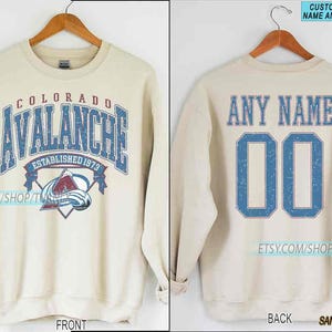 Personalized Colorado Hockey Sweatshirt, Colorado Avalanche crewneck, Colorado Hockey shirt, Custom Hockey Shirt, Hockey Number Shirt