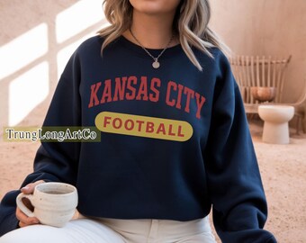 Felpa da football dei Kansas City, maglietta da football dei Kansas City per la giornata della partita, maglia dei Kansas City, maglia da football della domenica, maglietta alla moda per tifosi dei Kansas City
