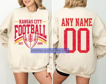Personalized Kansas City Football Sweatshirt, Kansas City football crewneck, Kansas City football shirt, Custom Football Player,football Tee