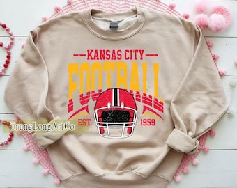 Sudadera vintage de fútbol de Kansas City, camiseta de fútbol de Kansas City, camiseta de fan de fútbol de Kansas City, camiseta de Kansas City, ropa para el día del partido