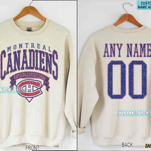 Personalized Montreal Hockey Sweatshirt, Montreal Canadiens crewneck, Montreal Hockey shirt, Custom Hockey Shirt, Hockey Number Shirt