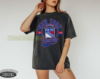Comfort Colors® New York Rangers Hockey T-Shirt, Game Day Rangers Shirt, Soft Vintage Hockey T-Shirt