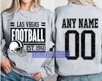 Sudadera personalizada de fútbol de Las Vegas, cuello redondo de fútbol de Las Vegas, camiseta de fútbol de Las Vegas, jugador de fútbol personalizado, camiseta de fútbol
