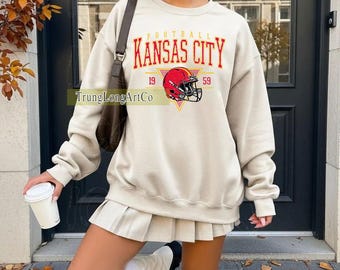 Sudadera vintage de fútbol de Kansas City, camiseta de fútbol de Kansas City, camiseta de fan de fútbol de Kansas City, camiseta de Kansas City, ropa para el día del partido