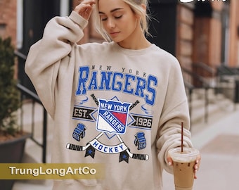 Sudadera de cuello redondo de los New York Rangers, camiseta vintage de los Rangers, camiseta de aficionado al hockey de Nueva York, camiseta de hockey, sudadera de los Rangers