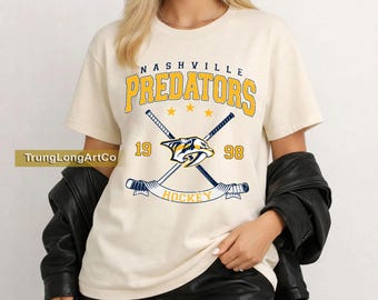 Nashville Predators Vintage Style T-Shirt, Comfort Colors Retro Hockey Tee, NHL Game Day Shirt, Predators Fan Gift