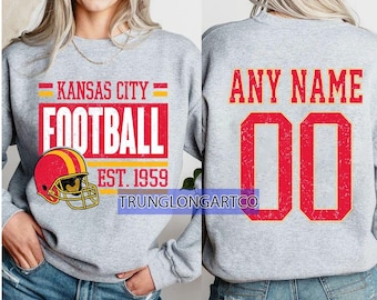 Sudadera personalizada de fútbol de Kansas City, cuello redondo de fútbol de Kansas City, camiseta de fútbol de Kansas City, jugador de fútbol personalizado, camiseta de fútbol