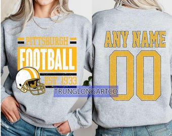 Personalized Pittsburgh Football Sweatshirt, Pittsburgh football crewneck, Pittsburgh football shirt, Custom Football Player, football Tee