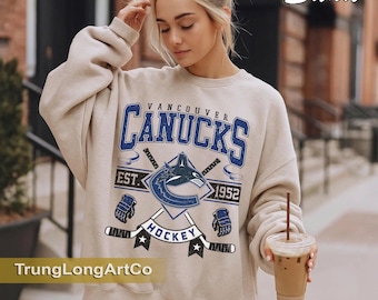 Vancouver Canucks Sweatshirt Crewneck, Vintage Canucks shirt, Vancouver Hockey Fan shirt,  Hockey Tee,  Canucks Sweatshirt