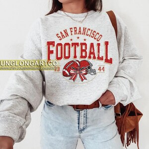 Felpa vintage da football di San Francisco, maglietta da football, maglietta girocollo da football di San Francisco, maglietta da football americano per il giorno della partita