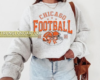 Vintage style Chicago Football sweatshirt, Football shirt,Chicago  football Crewneck tshirt, Game day Football,American football tee