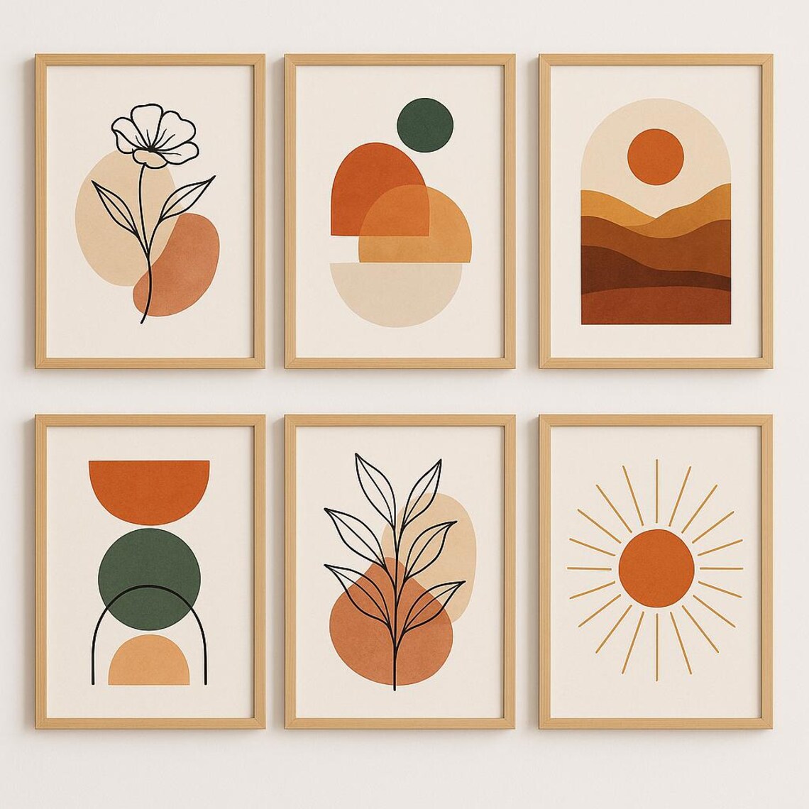 Boho Spring Summer Wall Art Prints | Minimalist Botanical Gallery Wall ...